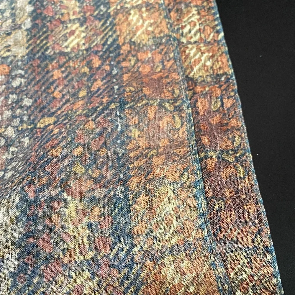 Vintage sheer Multicolor Patterned 59” x 15” Scarf